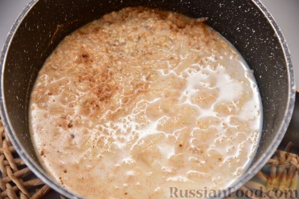 Овсянка на молоке, с изюмом, яблоками и корицей