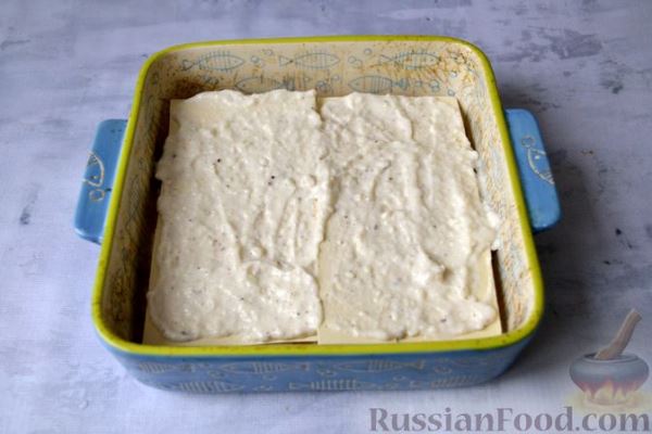 Лазанья с рыбой, помидорами и сыром