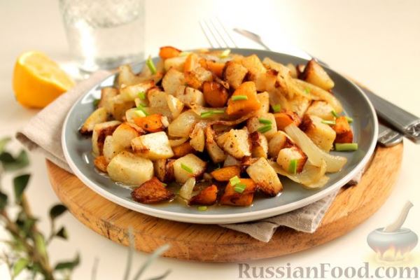Жареная репа с луком