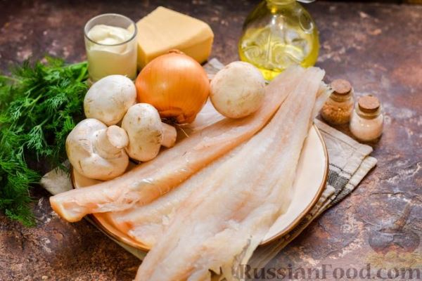 Запечённые рыбные рулетики с грибами и сыром