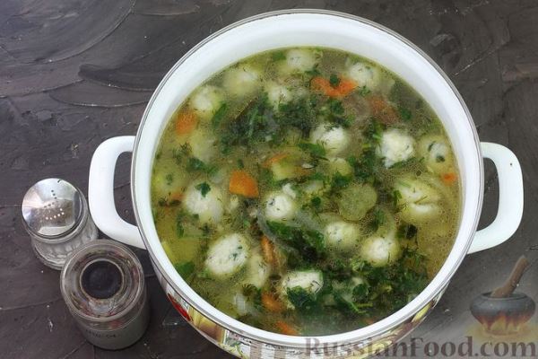 Рассольник с рыбными фрикадельками