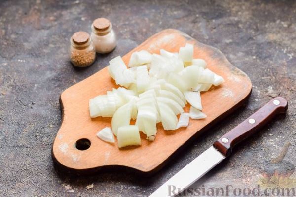 Картошка с грибами и куриными сердечками (в рукаве)