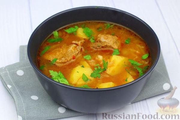 Суп с говядиной, квашеной капустой и картошкой