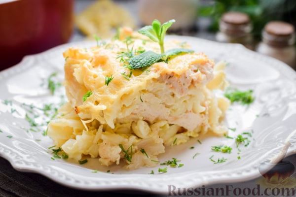 Запеканка из макарон с фаршем и цветной капустой