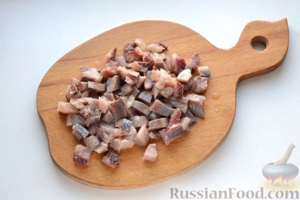 Форшмак из сельди, яблок и жареного картофеля