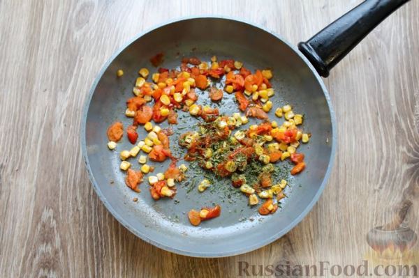 Омлет с рыбой и овощами