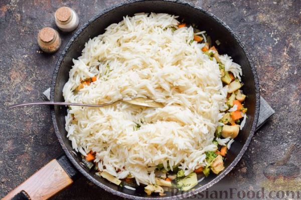 Рис с грибами и брокколи