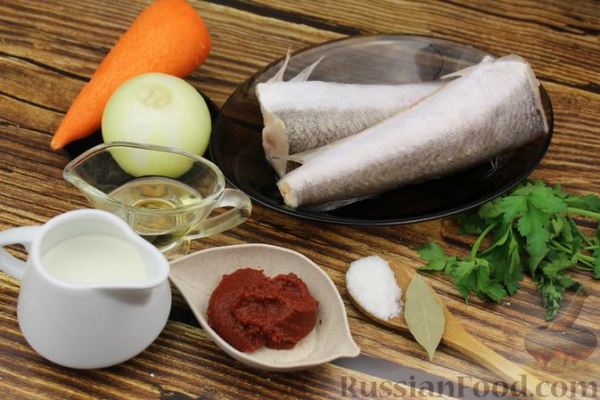 Рыба, тушенная в сливочно-томатном соусе