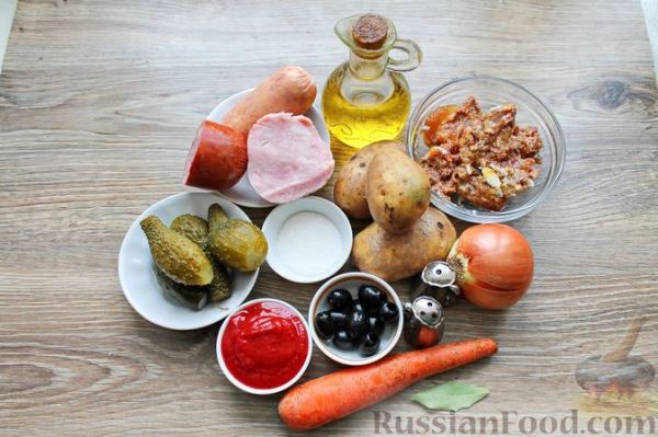 Мясная сборная солянка с тушёнкой