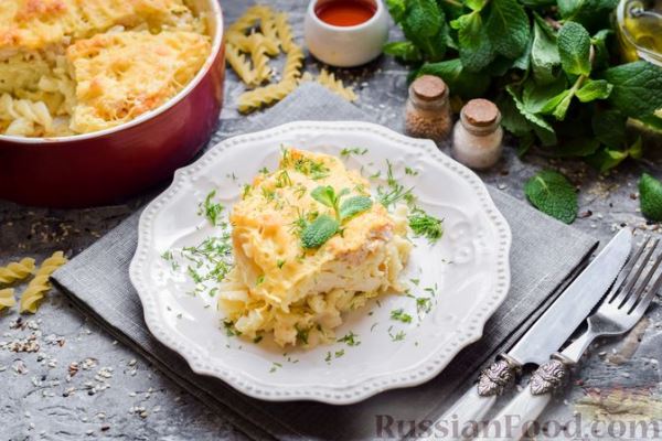 Запеканка из макарон с фаршем и цветной капустой