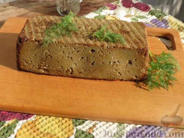 Паштет из свиной печени, подчерёвка и овощей, запечённый в духовке