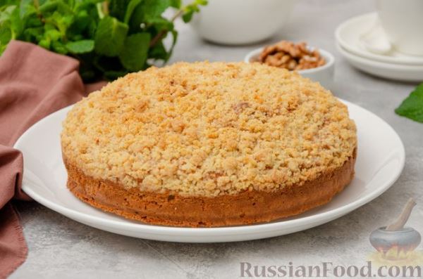 Орехово-кофейный пирог со штрейзелем