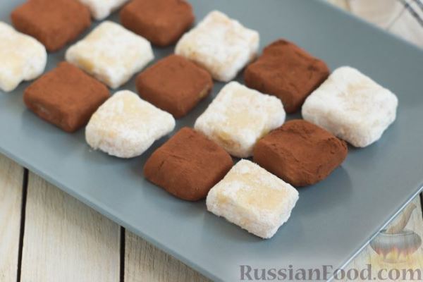 Конфеты из белого шоколада, с цедрой и соком лимона