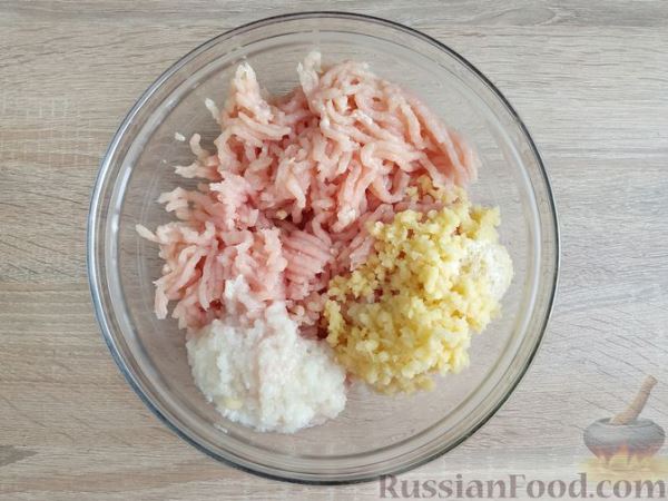 Куриные котлеты с картошкой, в рукаве