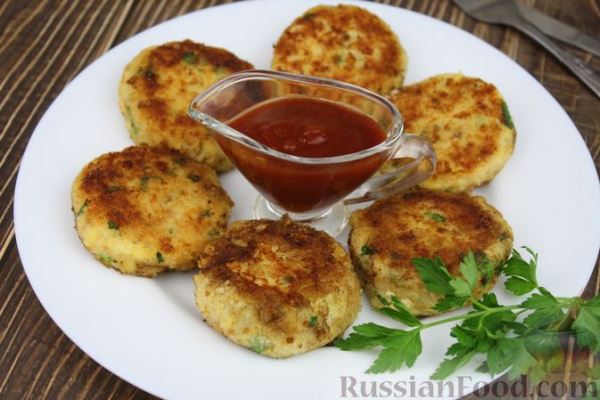 Рыбные котлеты с картофелем, сыром и зеленью