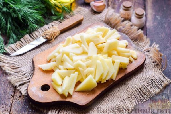 Жареная картошка с тыквой и курицей