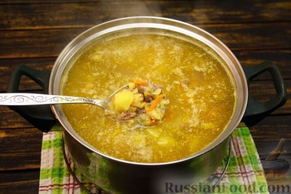 Суп с тушёнкой и чечевицей