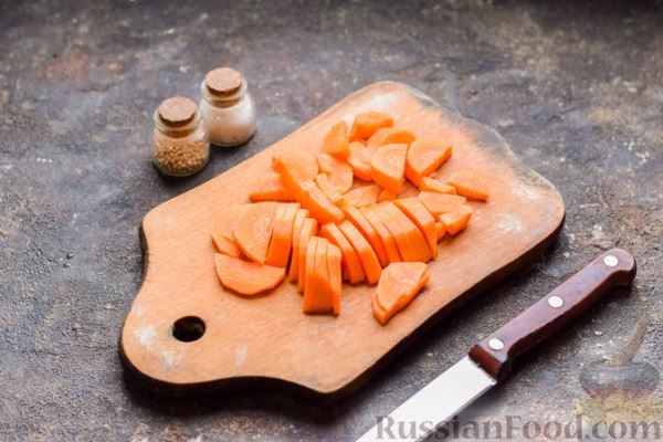Картошка с грибами и куриными сердечками (в рукаве)