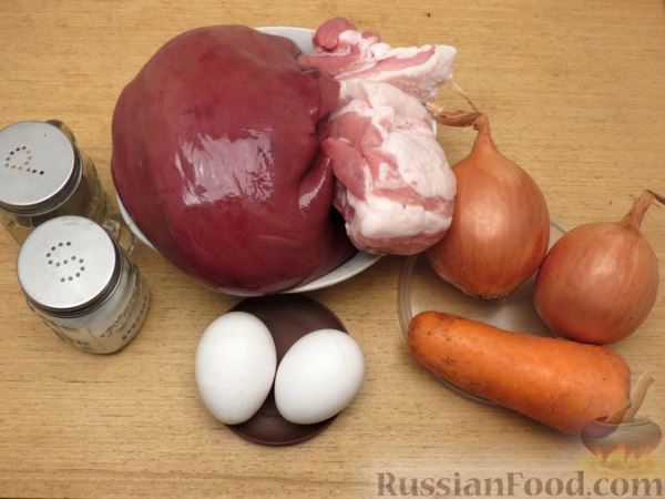Паштет из свиной печени, подчерёвка и овощей, запечённый в духовке