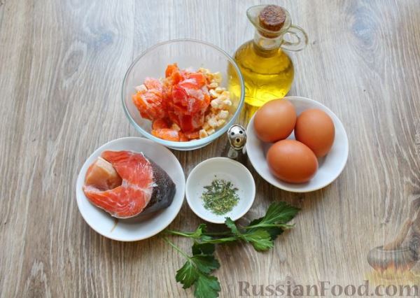 Омлет с рыбой и овощами