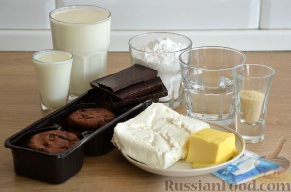 Муссовый шоколадно-творожный торт с печеньем и глазурью (без выпечки)