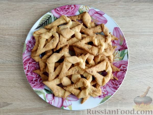 Печенье "Хворост" из творожного теста (в духовке)