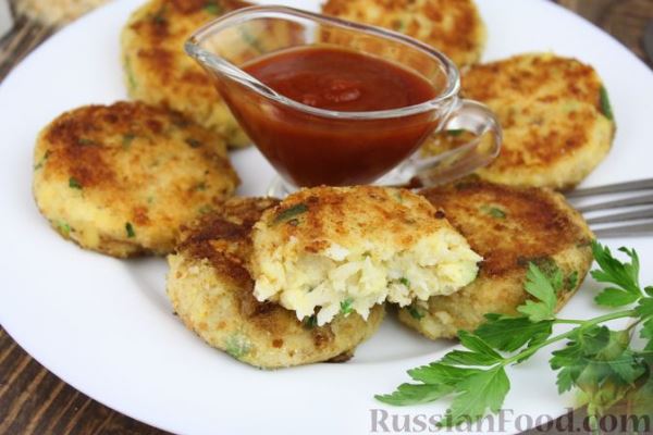Рыбные котлеты с картофелем, сыром и зеленью