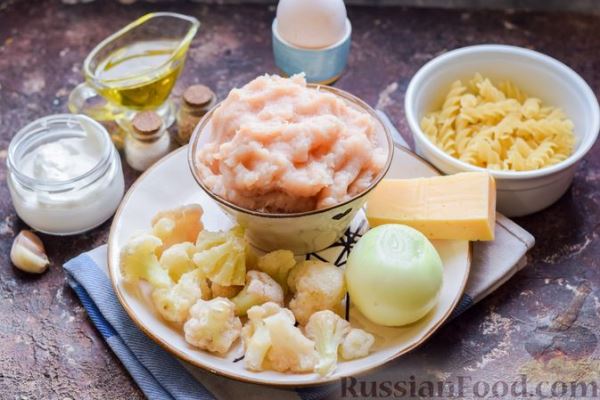 Запеканка из макарон с фаршем и цветной капустой