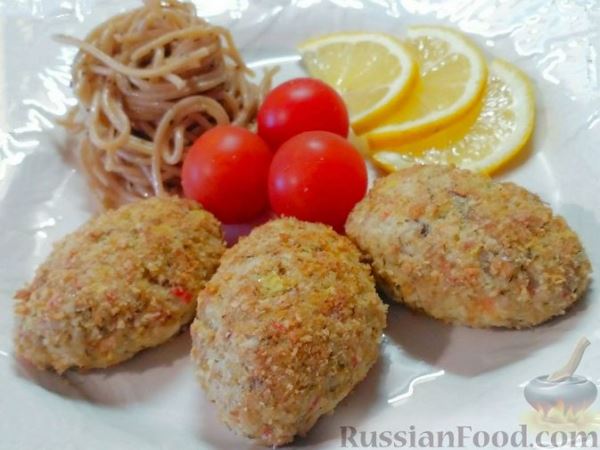 Котлеты из рыбы и крабовых палочек, запечённые в духовке
