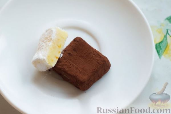 Конфеты из белого шоколада, с цедрой и соком лимона
