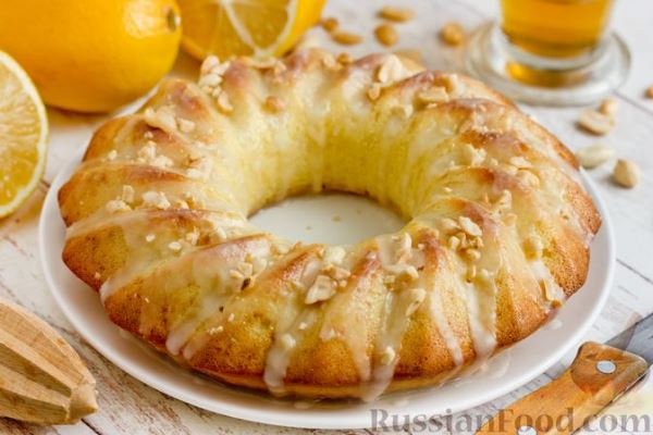 Кекс на молоке, с цедрой и лимонной глазурью