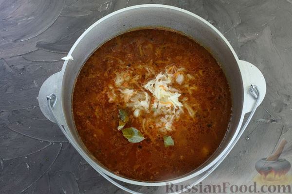 Суп с говядиной, квашеной капустой и картошкой
