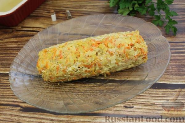 Рулет из рыбы с овощами и варёными яйцами (в духовке)