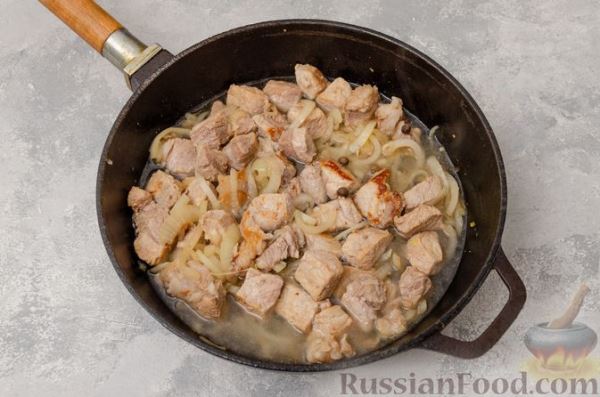 Булгур со свининой и грибами (на сковороде)