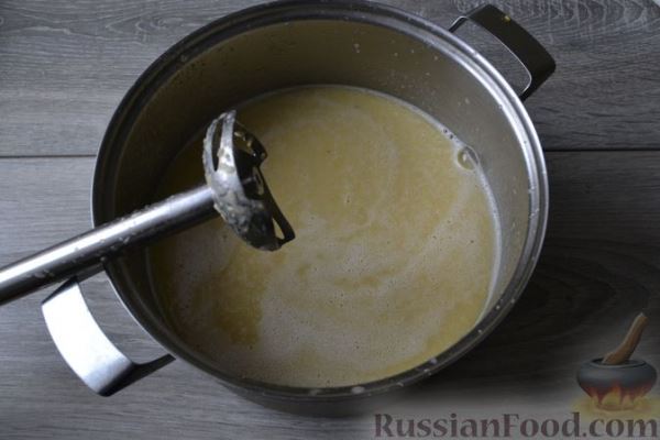 Крем-суп из кукурузы и капусты с картофельными крокетами